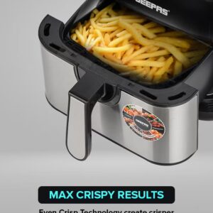 GEEPAS Digital Air Fryer - Equipped With Vortx Air Frying Technology| Oil Free Cooking Digital Display With Touch Screen| 10 Preset Cooking Modes, 1-60 Minutes Timer| Ideal For Making Fries, Steak, Chicken, Cake, Meat, Bread Etc 5 L 1600 W GAF37527 Black - Image 6