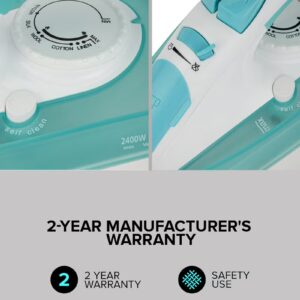GEEPAS Wet and Dry Steam Iron Box with Ceramic Soleplate and Self Cleaning Function Handy Design with Anti drip Function Powerful Burst Steam 2400 W GSI24015 Green/White - Image 2