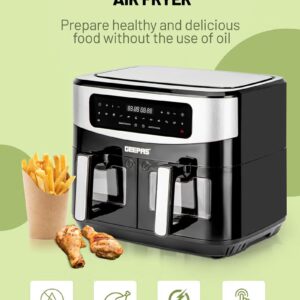 GEEPAS Dual Basket Digital Air Fryer 10 L Equipped With Vortex Air Frying Technology| Oil Free Cooking Led Display With Touch Screen Smart Finish And Match Cook 10 L 2600 W GAF37525 Black - Image 6