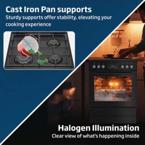 Beko 60x60cm Free standing Combination Cooker(Gas Hob/Oven Electric),Full safety, 4 High Efficiency Gas Burner, Airfry Function,Conventional fan oven,72 liters Oven,Cast iron pan support FBMT61331XCSL Black - Image 2