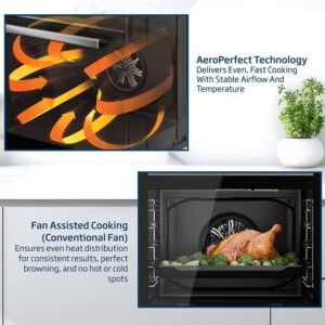 Beko 60x60cm Free standing Combination Cooker(Gas Hob/Oven Electric),Full safety, 4 High Efficiency Gas Burner, Airfry Function,Conventional fan oven,72 liters Oven,Cast iron pan support FBMT61331XCSL Black - Image 4