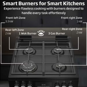 Beko 60x60cm Free standing Combination Cooker(Gas Hob/Oven Electric),Full safety, 4 High Efficiency Gas Burner, Airfry Function,Conventional fan oven,72 liters Oven,Cast iron pan support FBMT61331XCSL Black - Image 8