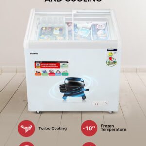 GEEPAS Chest Showcase Freezer-Convertible Freezer And Fridge Function | Faster Cooling Long Lasting Freshness With Temperature Control 260 L 220 W GCF2622SG White - Image 4