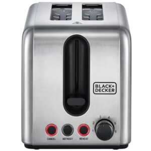 BLACK+DECKER Toaster, 2-Slice, Stainless Steel, Dual-Side Heating, 6 Browning Levels, Defrost, Reheat, Cancel Functions, Wide 36mm Slots, Removable Crumb Tray, Sleek Design, 1050 W ET244-B5 Silver - Image 5