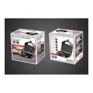 BLACK+DECKER Sandwich & Grill Maker Non-Stick 2-in-1 Interchangeable Sandwich and Grill Maker With Indicator and Ready to Cook Lights 780 W TS2120-B5 Black and Sliver - Image 8