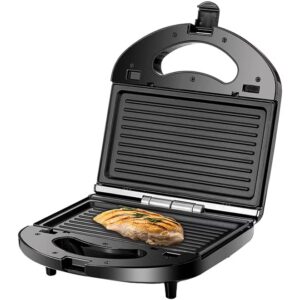 BLACK+DECKER Sandwich & Grill Maker Non-Stick 2-in-1 Interchangeable Sandwich and Grill Maker With Indicator and Ready to Cook Lights 780 W TS2120-B5 Black and Sliver - Image 4
