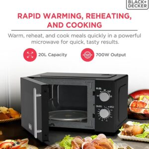 BLACK+DECKER Microwave Oven, 20L, 700W, 5 Power Levels, Defrost Function, 35-Min Timer, 255mm Glass Turntable for Even Cooking, Easy-Clean Cavity, Stylish Chrome Knobs 20 L 700 W MZ2005P-B5 Black - Image 2