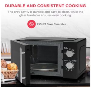 BLACK+DECKER Microwave Oven, 20L, 700W, 5 Power Levels, Defrost Function, 35-Min Timer, 255mm Glass Turntable for Even Cooking, Easy-Clean Cavity, Stylish Chrome Knobs 20 L 700 W MZ2005P-B5 Black - Image 3