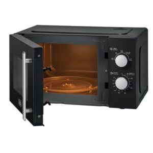BLACK+DECKER Microwave Oven, 20L, 700W, 5 Power Levels, Defrost Function, 35-Min Timer, 255mm Glass Turntable for Even Cooking, Easy-Clean Cavity, Stylish Chrome Knobs 20 L 700 W MZ2005P-B5 Black - Image 6
