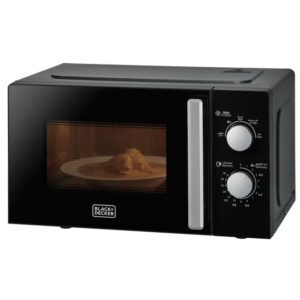 BLACK+DECKER Microwave Oven, 20L, 700W, 5 Power Levels, Defrost Function, 35-Min Timer, 255mm Glass Turntable for Even Cooking, Easy-Clean Cavity, Stylish Chrome Knobs 20 L 700 W MZ2005P-B5 Black - Image 7