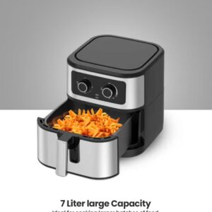 GEEPAS Air Fryer Equipped With Vortex Air Frying Technology| 7 L Capacity With A Rack| Oil Free Cooking | Adjustable Timer And Temperature, 1-30 Minutes Timer| Ideal For Making Fries, Steak, Chicken, Cake, Meat, Bread | 2 Years Warranty 7 L 1800 W GAF37506 Silver - Image 2