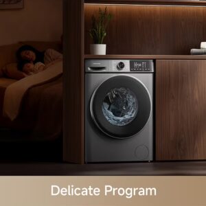 Dreame M5 10 kg Front Load Washing Machine, 1400 RPM, Steam Wash, 16 Programs, Fully Automatic Washer, Digital LED Display, Child Lock, Mute Function, 2k W, Stainless Steel 10 kg 2000 W DWF10M40DAME Grey - Image 5