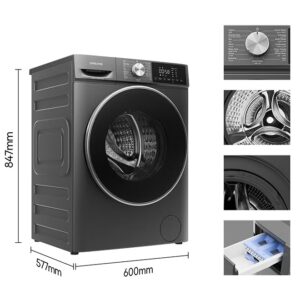 Dreame M5 10 kg Front Load Washing Machine, 1400 RPM, Steam Wash, 16 Programs, Fully Automatic Washer, Digital LED Display, Child Lock, Mute Function, 2k W, Stainless Steel 10 kg 2000 W DWF10M40DAME Grey - Image 7