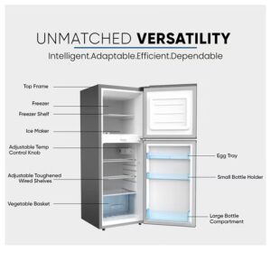 NIKAI 190L Gross / 138L Net, Double Door Refrigerator With Vegetable Crisper And Adjustable Glass Shelves, Convenient Defrosting And Temperature Control, Ideal For Kitchen, Bedroom, Office And Hotels NRF190DN4S Grey 270 kW NRF190DN4S Grey - Image 2