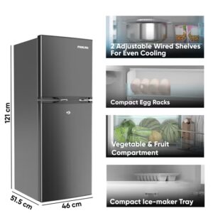 NIKAI 190L Gross / 138L Net, Double Door Refrigerator With Vegetable Crisper And Adjustable Glass Shelves, Convenient Defrosting And Temperature Control, Ideal For Kitchen, Bedroom, Office And Hotels NRF190DN4S Grey 270 kW NRF190DN4S Grey - Image 3