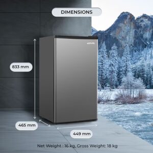 EGNRL 140L Gross/83L Net Capacity, Single Door Refrigerator, EGR140S | Fast Cooling, Energy Saving & Low Noise |Recessed Handle, R600A, Inside Condenser, Dark Silver Color, One Year Warranty 80 W 6290361455272 Dark Silver - Image 2