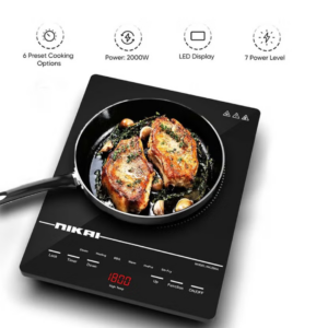 NIKAI Infrared Cooker - Touch Control With 6 Preset Temperature Settings, Sleek Design, Efficient Heating Technology Suitable For All Utensils NIC200A Black - Image 1