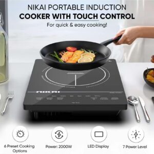 NIKAI Infrared Cooker - Touch Control With 6 Preset Temperature Settings, Sleek Design, Efficient Heating Technology Suitable For All Utensils NIC200A Black - Image 6