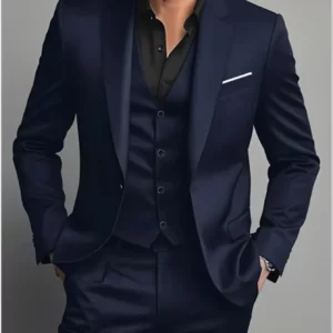 Elegant Men's Suit Sets- Slim Fit Tuxedo Set for Weddings & Formal Occasions, Black Suit - Image 4