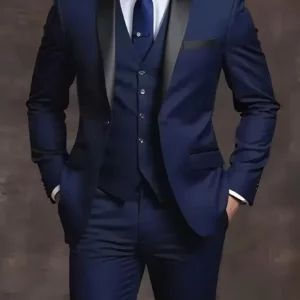 Elegant Men's Suit Sets- Slim Fit Tuxedo Set for Weddings & Formal Occasions, Black Suit - Image 5