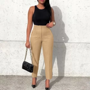 2025 Woman Solid Trouser High Waist Slim Zipper Fly Long Pants Female Wild Commute Office Lady Woman Pencil Pant Street - Image 2