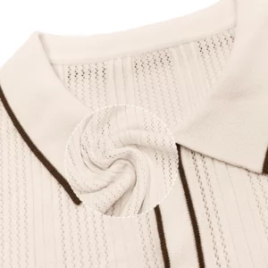 Men's Short Sleeve Summer Fashion Retro Knit Lapel Top Solid Color Soft Breathable Light Polo Knitwear Men US Size - Image 8