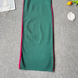 YuooMuoo Brand Fashion Vintage Patchwork Lines Knitted Maxi Dress 2025 Summer Casual All Match Long Shirt Dress Chic Party Robes - Image 7