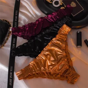 Sexy Ruffles Satin Panties Women Plus Size Breathable Soft Underwear Fashion Ladies Comfortable Briefs - Image 2