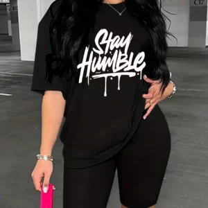 Summer Women's Letter Print Casual Neck Short Sleeved Female T-shirt Tops Tees Men Women 90s Black T-shirts Tops - Image 2