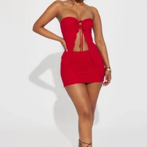 Women's Solid Color Tube Top & Skirt Two-piece Set, Fashion Casual Sleeveless Top &Bodycon Skirt for Daily Outdoor Wear, LadiesC - Image 6