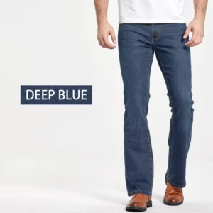 Mens Boot Cut Jeans Slightly Flared Slim Fit Blue Black Trousers Designer Classic Male Stretch Denim Pants - Image 2