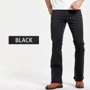 Mens Boot Cut Jeans Slightly Flared Slim Fit Blue Black Trousers Designer Classic Male Stretch Denim Pants - Image 4