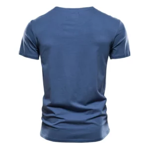 2021 Summer Top Quality Cotton T Shirt Men Solid Color Design V-neck T-shirt Casual Classic Men's Clothing Tops Tee Shirt Men - Image 2