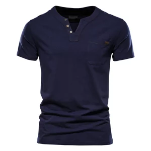 2021 Summer Top Quality Cotton T Shirt Men Solid Color Design V-neck T-shirt Casual Classic Men's Clothing Tops Tee Shirt Men - Image 6