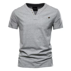 2021 Summer Top Quality Cotton T Shirt Men Solid Color Design V-neck T-shirt Casual Classic Men's Clothing Tops Tee Shirt Men - Image 7