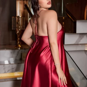 Plus Size solid color simple Fashion Elegant V-neck Nightgown for Women - Image 5