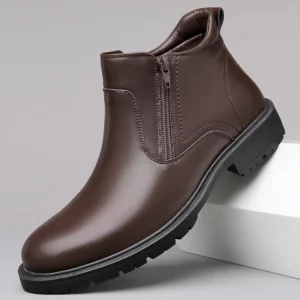 Men's High-Top Leather Shoes Comfortable Wear-Resistant Anti-Slip Chelsea Boots Trendy All-Match British Style - Image 5