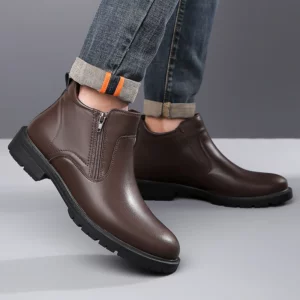 Men's High-Top Leather Shoes Comfortable Wear-Resistant Anti-Slip Chelsea Boots Trendy All-Match British Style - Image 4