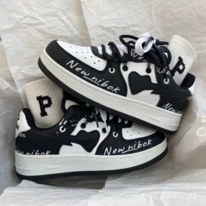 2025 New Women Trendy Sneakers Mixed Color Lace-up Thick-soled Casual Shoes Non-slip Women Shoes Round Toe Women Board Shoes - Image 7