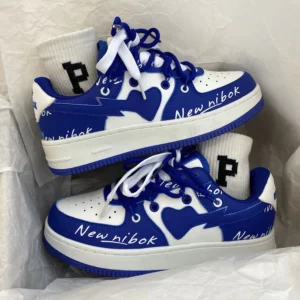 2025 New Women Trendy Sneakers Mixed Color Lace-up Thick-soled Casual Shoes Non-slip Women Shoes Round Toe Women Board Shoes - Image 6