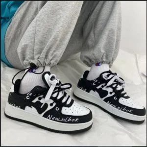 2025 New Women Trendy Sneakers Mixed Color Lace-up Thick-soled Casual Shoes Non-slip Women Shoes Round Toe Women Board Shoes - Image 4