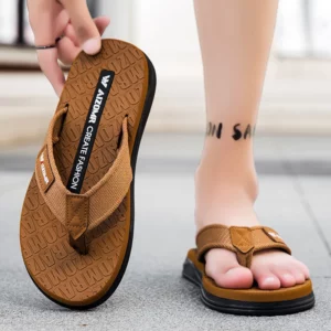 Men's flip flops summer trendy wear non-slip rubber sole sandals fashionable casual foot-clip flop comfortable beach shoes - Image 5