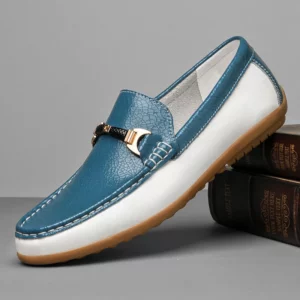 New Men's Youth Trend Loafers Fashionable Metal - Decorated Driving Shoe High -Quality And Comfortable Leather Soft -Soled Shoes - Image 1