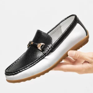 New Men's Youth Trend Loafers Fashionable Metal - Decorated Driving Shoe High -Quality And Comfortable Leather Soft -Soled Shoes - Image 4