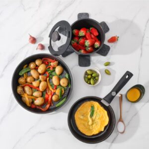 Sensarte Cookware Set Nonstick With Detachable Handles, 18Pcs Induction Cookware Set Stackable, Space Saving With Removable Handle Black - Image 9
