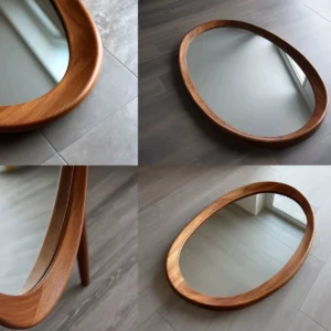 Middle ancient Zen style solid wood irregular mirror, wall mounted household living room decoration full-length mirror - Image 3