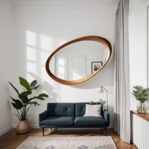 Middle ancient Zen style solid wood irregular mirror, wall mounted household living room decoration full-length mirror - Image 7
