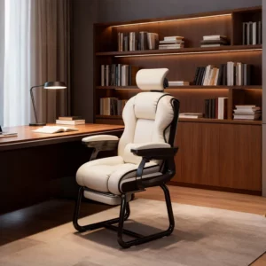 Gaming Recliner Chair Home Office PU Leather High Back Computer Desk Chair With Retractable Footrest Swivel Seat For Dormitory - Image 2