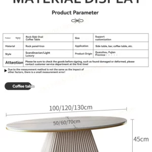 DIGGERA Modern Oval Marble Coffee Table White Sintered Stone Coffee Table for Living Room Minimalist Center Tables for Apartment - Image 6