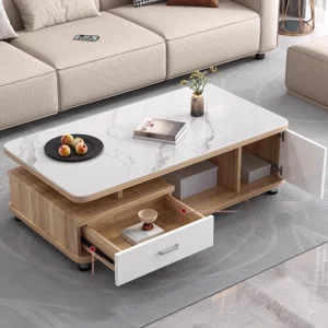 Modern Decoration Coffee Table Wood Storage Drawers Side Table Living Room Standing Moving Kaffee Tische Lounge Suite Furniture - Image 2
